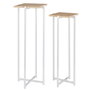 Home Deco Factory Juego 2 Pedestales Loka Blanco Metálicos Decorativos para Plantas y Objetos 82cm y 72cm