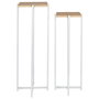 Home Deco Factory Juego 2 Pedestales Loka Blanco Metálicos Decorativos para Plantas y Objetos 82cm y 72cm