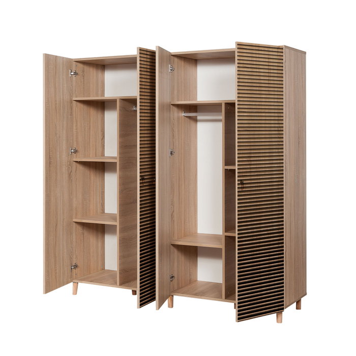 Hanah Home Armario Moderno Abstracto 220, Roble Sonoma, 180x192x52cm, Estantes Ajustables, Melamina Duradera