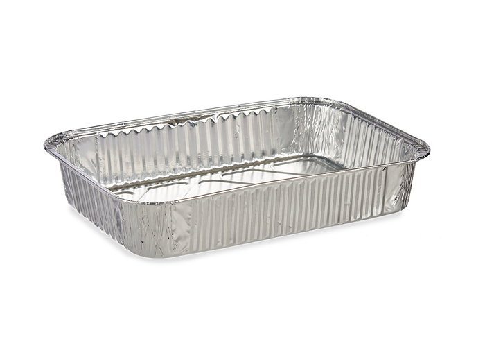 Kinvara Set de 4 Bandejas Rectangulares de Aluminio Apto para Horno, Mediano 31.5x20.5x6.5 cm (Capacidad 2000 ml) Color Plata (Set de 24)