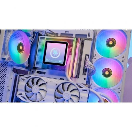 Mars Gaming ML-VISIONPRO360 Refrigeración Líquida Blanco con Pantalla IPS 4" y 3x Ventiladores ARGB Infinity Mirror, TDP 600W, Compatible Intel/AMD