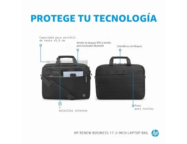 HP Maletín Renew Business para Portátil de 17,3 pulgadas, Negro HP Maletín Renew Business para Portátil de 17,3 pulgadas, Negro