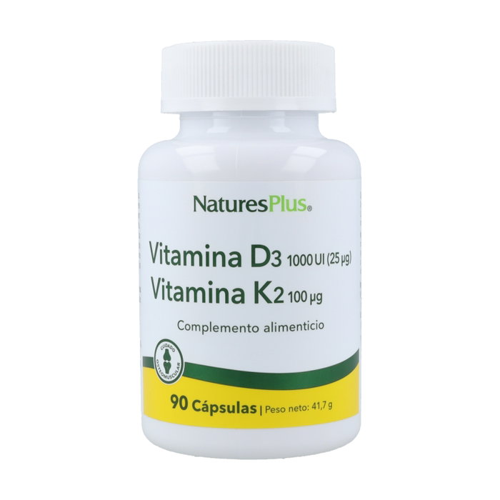 Natures Plus Vitamina D3 y Vitamina K2 1000UI/100mcg 90 cápsulas Natures Plus Vitamina D3 y Vitamina K2 1000UI/100mcg 90 cápsulas