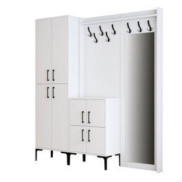 Hanah Home Recibidor Blanco 180x200x35cm Tablero de Partículas Melamina con Perchero Organizador