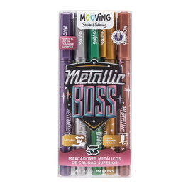 MOOVING Estuche de 5 Rotuladores de Fibra en Colores Metálicos