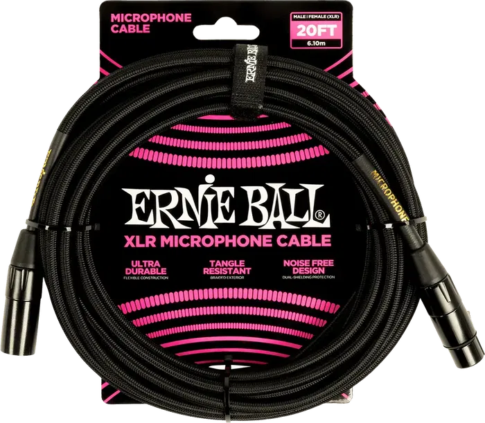 Ernieball Cable Micrófono Trenzado XLR-XLR 6m Negro
