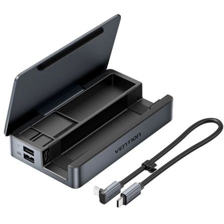 Vention Docking USB-C para Steam Deck y Switch TPZH0 2xHDMI 4K 3xUSB 1xUSB-C PD 1xRJ45 Lector Tarjetas Gris Vention Docking USB-C para Steam Deck y Switch TPZH0 2xHDMI 4K 3xUSB 1xUSB-C PD 1xRJ45 Lector Tarjetas Gris