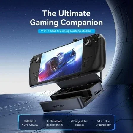 Vention Docking USB-C para Steam Deck y Switch TPZH0 2xHDMI 4K 3xUSB 1xUSB-C PD 1xRJ45 Lector Tarjetas Gris Vention Docking USB-C para Steam Deck y Switch TPZH0 2xHDMI 4K 3xUSB 1xUSB-C PD 1xRJ45 Lector Tarjetas Gris