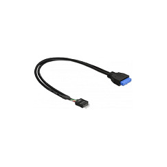 DeLOCK 83095 Cable Interno USB 3.0 Macho con 2 Conectores Pin Header Buchse, Longitud 0.3 m, Negro