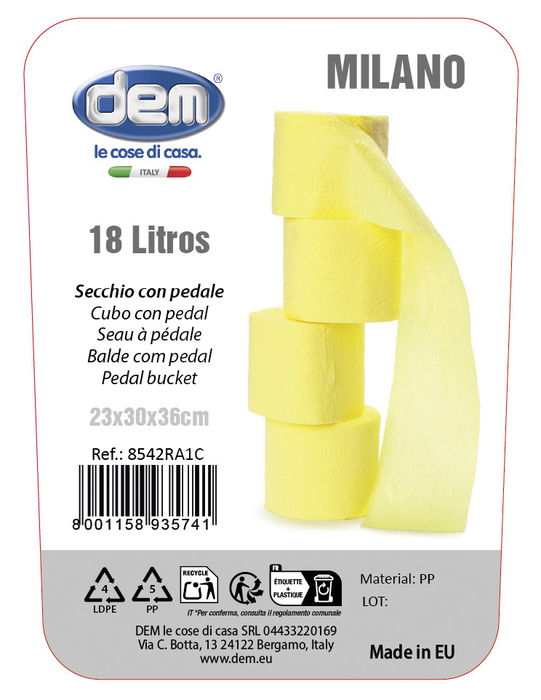 Inde Cubo con Pedal Milano 18L Colores 30 cm ancho x 36 cm alto x 23 cm largo (5 Unidades)