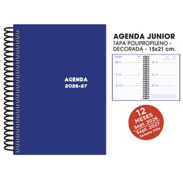 SENFORT Agenda Escolar Junior Espiral Tapa PVC 150x210 Azul 2026-27