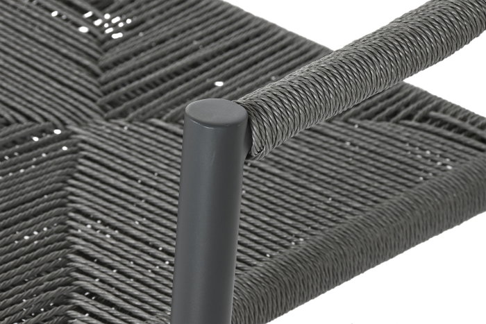 DKD Home Decor Sofá Terraza y Jardín Ratán Aluminio Negro Gris Oscuro 55 x 76 x 131 cm