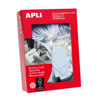 Apli Etiquetas Colgantes Blancas con Hilo 50x70 mm, Caja de 400 Unidades Apli Etiquetas Colgantes Blancas con Hilo 50x70 mm, Caja de 400 Unidades