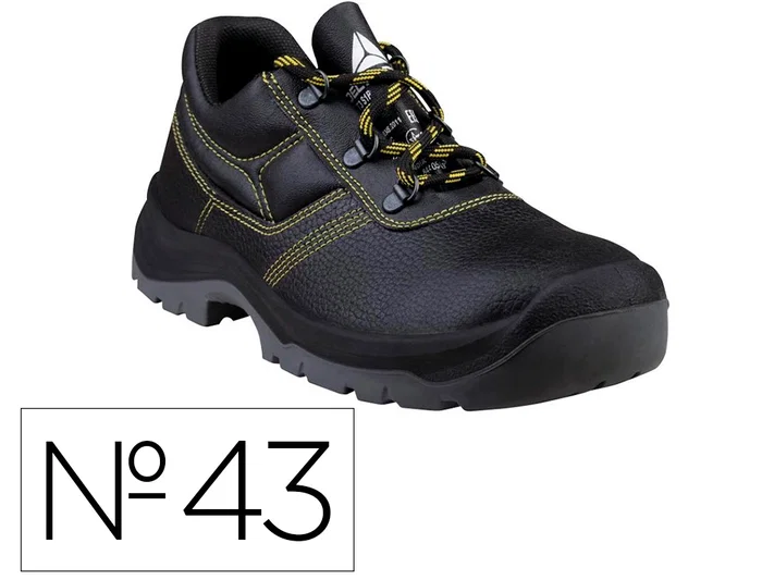 Deltaplus Zapatos de seguridad Piel Crupón Pigmentada Suela PU Bi Densidad Negro Talla 43 S1P-FO-A-E-SRC Deltaplus Zapatos de seguridad Piel Crupón Pigmentada Suela PU Bi Densidad Negro Talla 43 S1P-FO-A-E-SRC