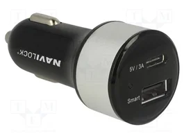 NAVILOCK Alimentador USB con USB-A y USB-C Negro