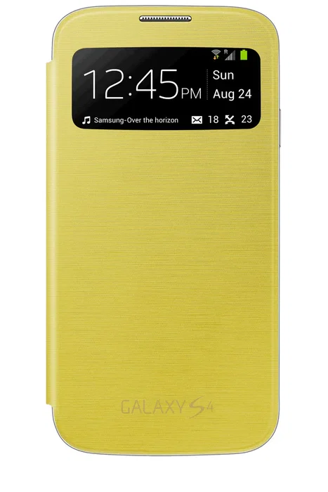 Samsung Galaxy S4 S View Cover - Funda Libro con Pantalla Visible para Notificaciones - Amarillo