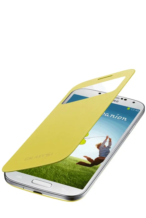 Samsung Galaxy S4 S View Cover - Funda Libro con Pantalla Visible para Notificaciones - Amarillo