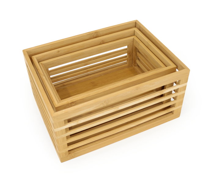 Confortime Set de 3 Cajas de Organización en Bambú, 25.5x14.8x10 cm y 27.6x cm (4 Unidades)