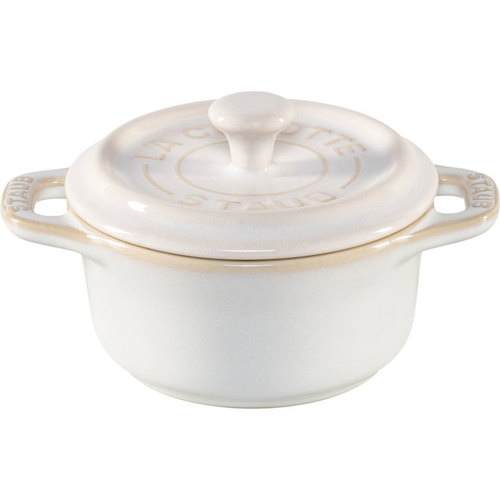Staub Mini Cocotte Set de 4 Piezas Redondas, Cerámica, Marfil
