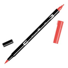 Tombow Rotulador Doble Punta Pincel ABT-845 Carmine Rojo Tinta Base Agua Punta Fina/Extragruesa