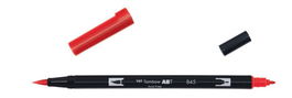 Tombow Rotulador Doble Punta Pincel ABT-845 Carmine Rojo Tinta Base Agua Punta Fina/Extragruesa