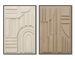 DKD Home Decor Cuadro Lienzo Moderno Surtido de 2 Piezas (82x122 cm) beige, marrón y dorado