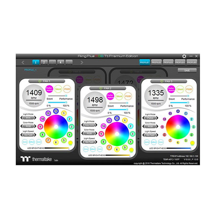 Thermaltake Riing Plus 14 LED RGB Radiator Fan TT Premium Black 3 Pack 140mm