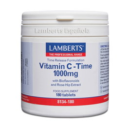 Lamberts Vitamina C 1000 mg Liberación Sostenida 180 Comprimidos con Bioflavonoides y Escaramujo