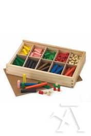FAIBO Caja de madera con departamentos con 61 regletas colores 2x2cm