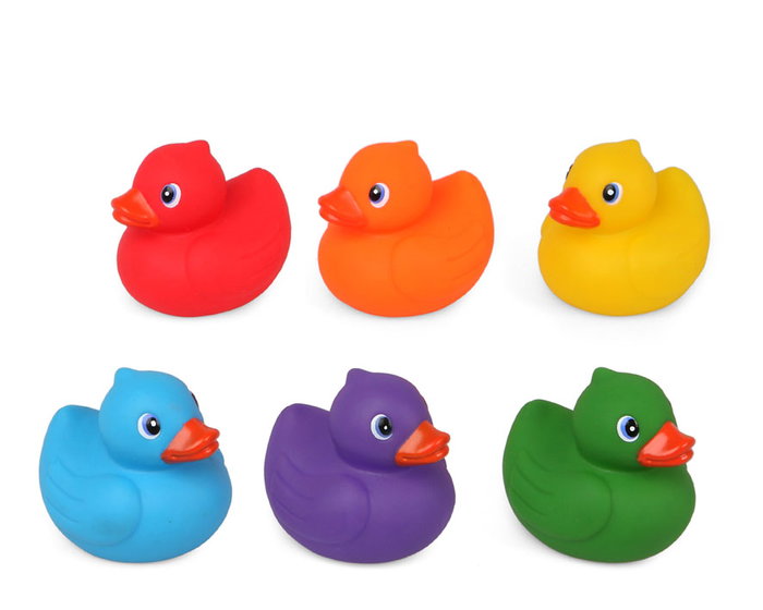 KioKids Set de 6 Patos de Vinilo Blando Multicolor para Baño y Juego +6 Meses