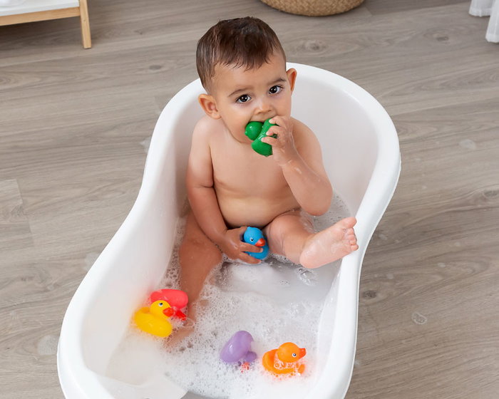 KioKids Set de 6 Patos de Vinilo Blando Multicolor para Baño y Juego +6 Meses