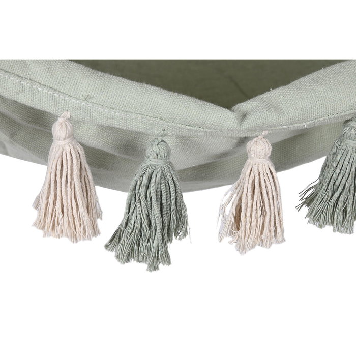 DKD Home Decor Silla Colgante de Algodón y Madera con Borlas, Verde