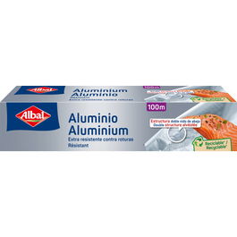 Albal Rollo de Papel de Aluminio 100 Metros, Resistente y Versátil, Conservación de Alimentos CF6681593