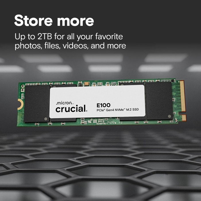 Crucial E100 1 TB M.2 NVMe PCIe 4.0 SSD Crucial E100 1 TB M.2 NVMe PCIe 4.0 SSD