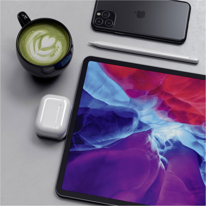 Satechi USB-C Wireless Charging Dock para AirPods, Blanco / Gris