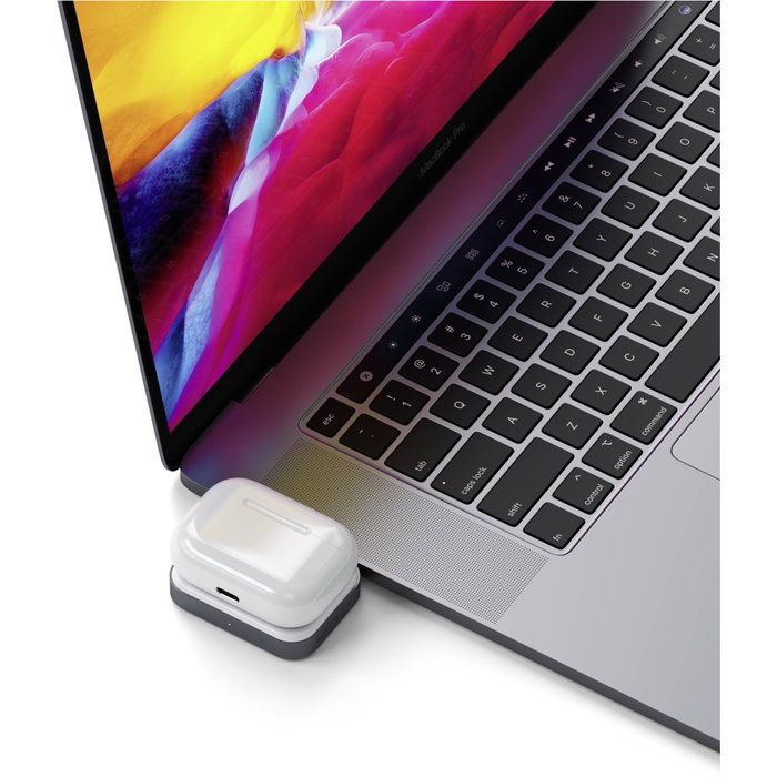 Satechi USB-C Wireless Charging Dock para AirPods, Blanco / Gris
