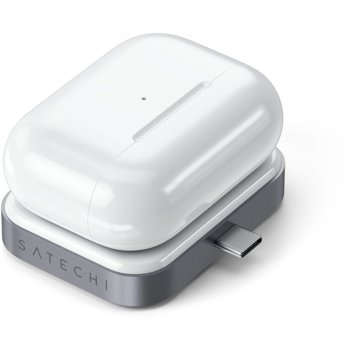 Satechi USB-C Wireless Charging Dock para AirPods, Blanco / Gris