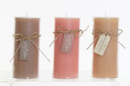 DKD Home Decor Vela Basicos Rustik aw Marron Oscuro 6.5 x 15 x 6.5 cm (12 Unidades) Cera Parafina 80 Horas