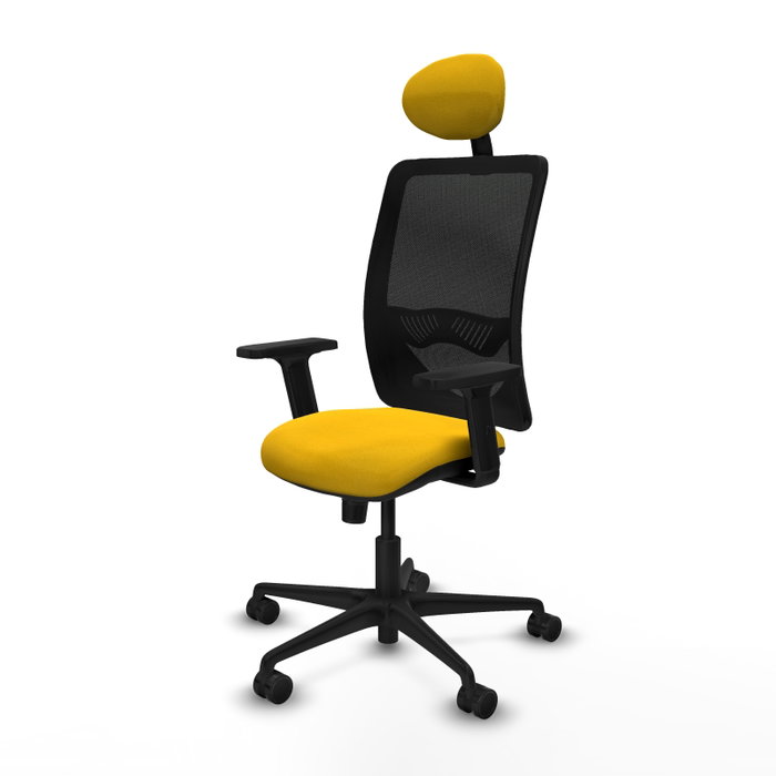 PIQUERAS Y CRESPO Silla de oficina Zulema, mecanismo Sincro, Amarillo/Negro