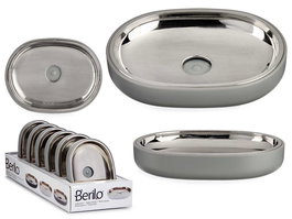 Berilo Jabonera Plateada Gris Plástico 13x9.5x2.5 cm (Set de 12)
