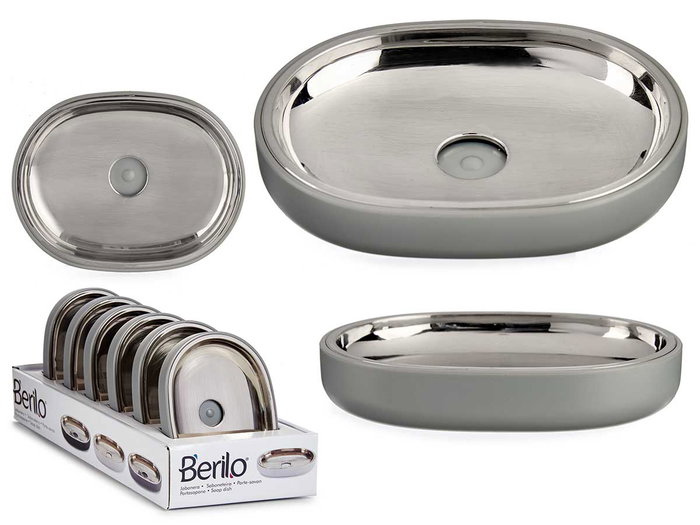 Berilo Jabonera Plateada Gris Plástico 13x9.5x2.5 cm (Set de 12) Berilo Jabonera Plateada Gris Plástico 13x9.5x2.5 cm (Set de 12)