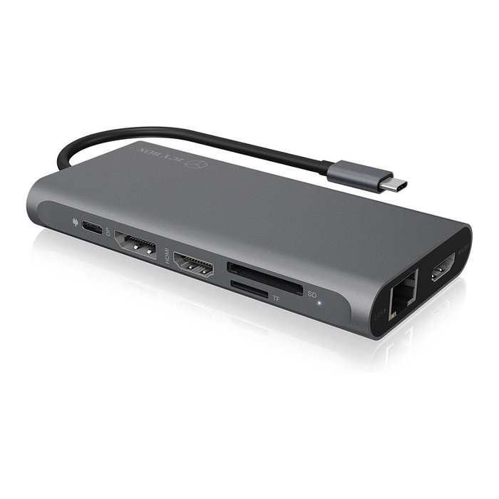 ICY BOX IB-DK4050-CPD Docking Station USB-C 12-en-1 PD 100W con HDMI y DisplayPort