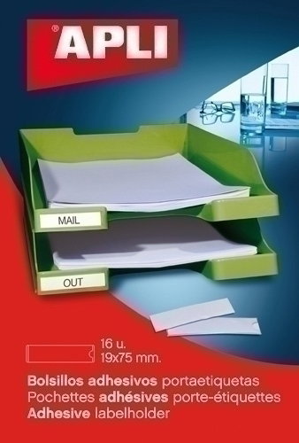 Apli Bolsillos Adhesivos Portaetiquetas 35x75mm Transparente Apli Bolsillos Adhesivos Portaetiquetas 35x75mm Transparente