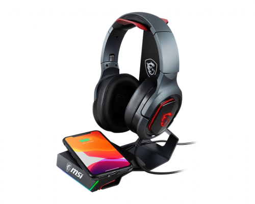MSI Soporte para Auriculares IMMERSE HS01 COMBO S98-0700020-CLA Cargador Inalámbrico Negro Rojo
