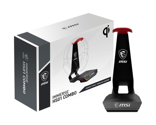 MSI Soporte para Auriculares IMMERSE HS01 COMBO S98-0700020-CLA Cargador Inalámbrico Negro Rojo