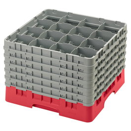 CAMBRO - 16S1214-163 - Cesta de lavado 16 comp. 6 alturas - 10,9 cm Ø máx. - alt. máx. 32,3 cm - 50 x 50 x 34,9 cm - Rojo