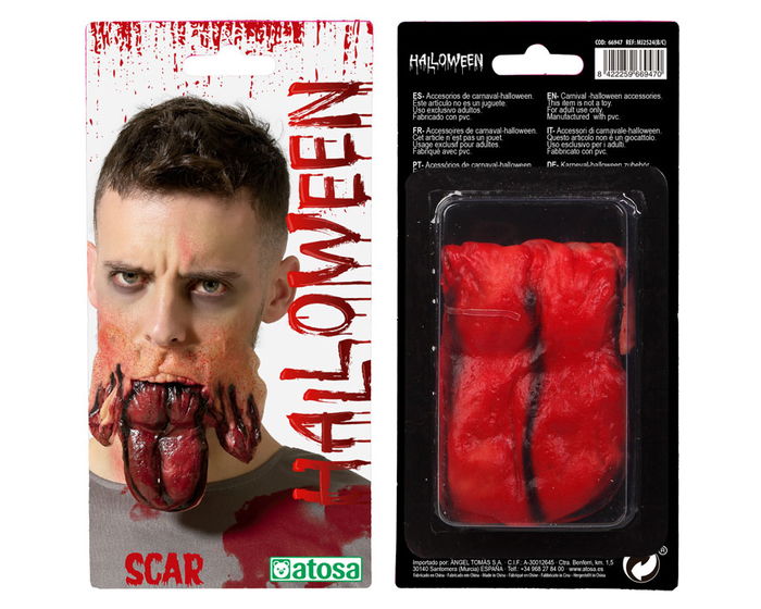 Prótesis Facial Boca Deformada Con Lengua Sangrienta Para Disfraz De Monstruo Halloween