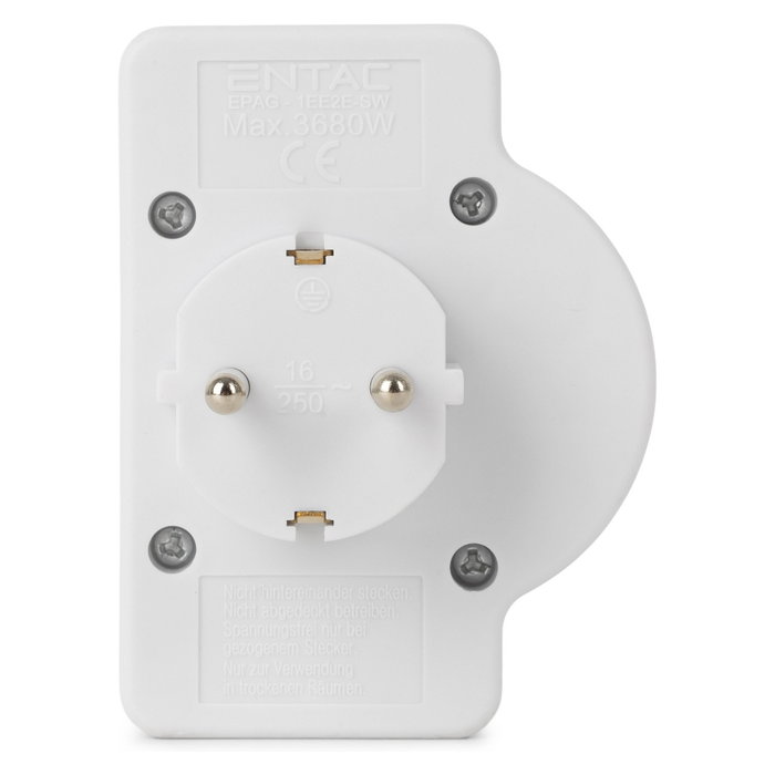 ENTAC Adaptador de enchufe EPAG-1EE2E-SW 2x Euro 1x Schuko con interruptor, Blanco ENTAC Adaptador de enchufe EPAG-1EE2E-SW 2x Euro 1x Schuko con interruptor, Blanco