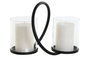 DKD Home Decor Portavelas Doble Metal y Cristal (Pack de 2)