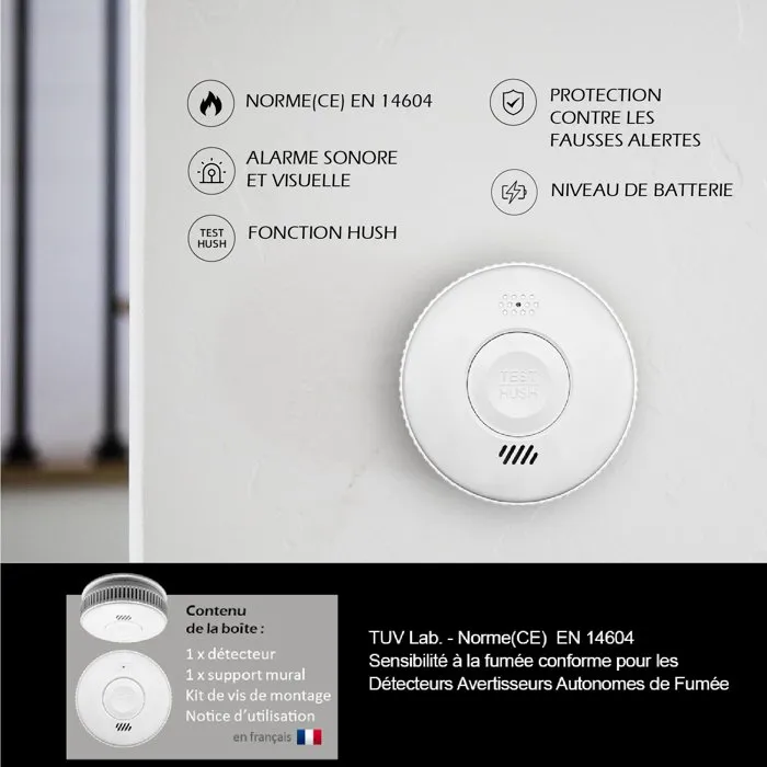Kyf Detector de Humo con Certificación CE, Batería Reemplazable de 3 Años - AAAOO45132